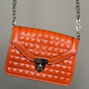 Banana Republic Crossbody Saddle Brow Quilted Faux Leather Turn Lock Bag